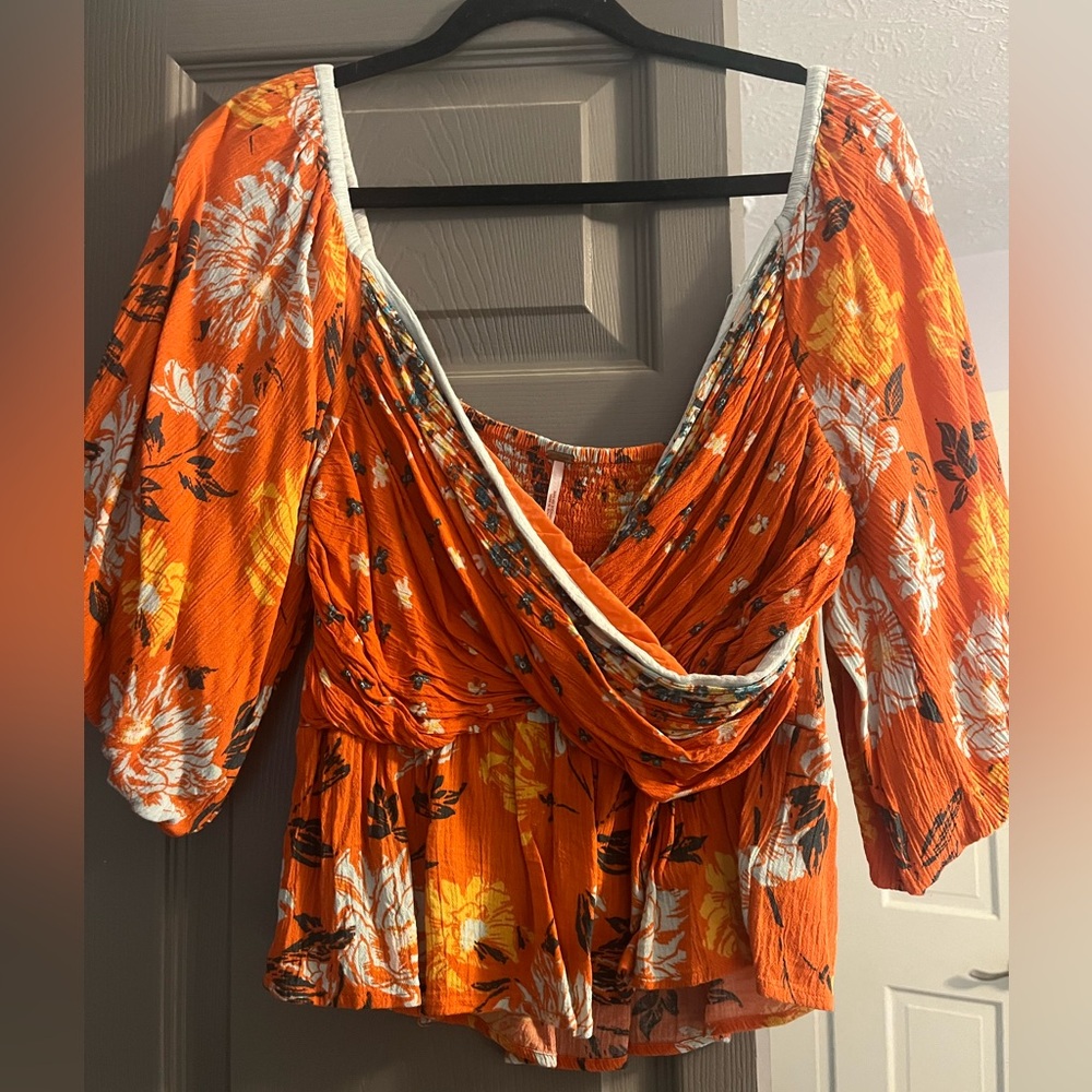 Free People orange floral top